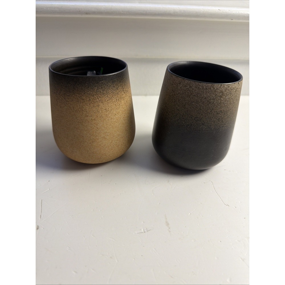 Japanese Style Ceramic Stoneware Cup Set 2, Handcrafted, Rustic Texture